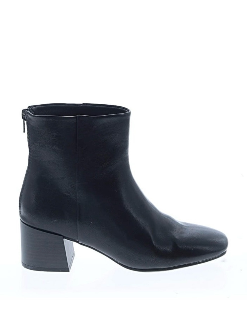 BareTraps Black Leather Mid‑Heel Ankle Booties